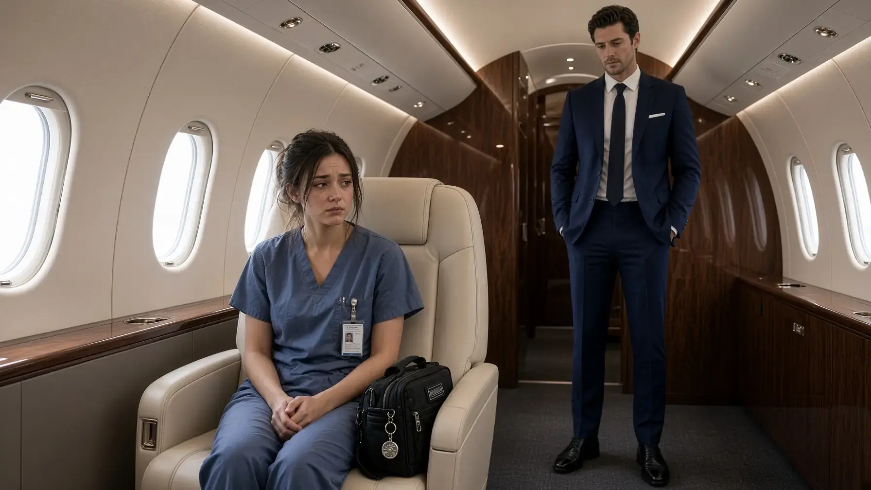 Exhausted Nurse Boarded the Wrong Plane — It Was the CEO's Jet, and He Said "Stay!"